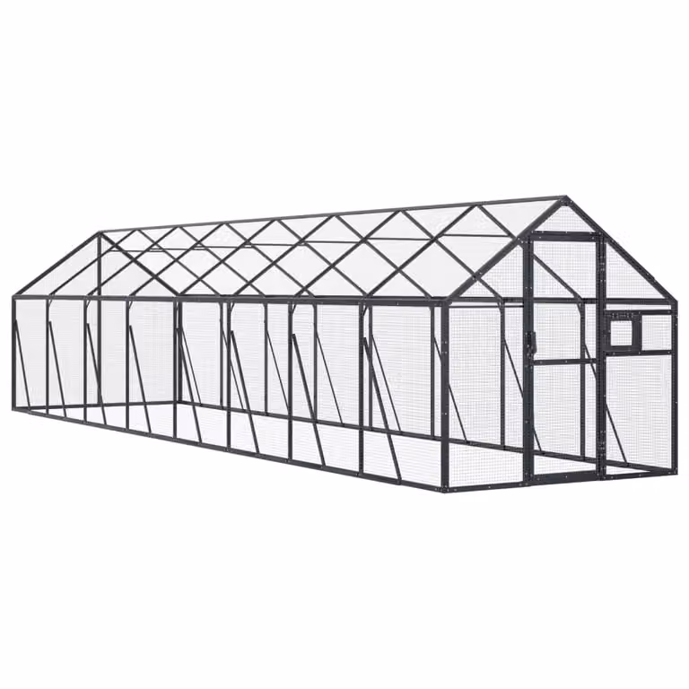Voliera Antracite 1,79x8x1,85 m in Alluminio