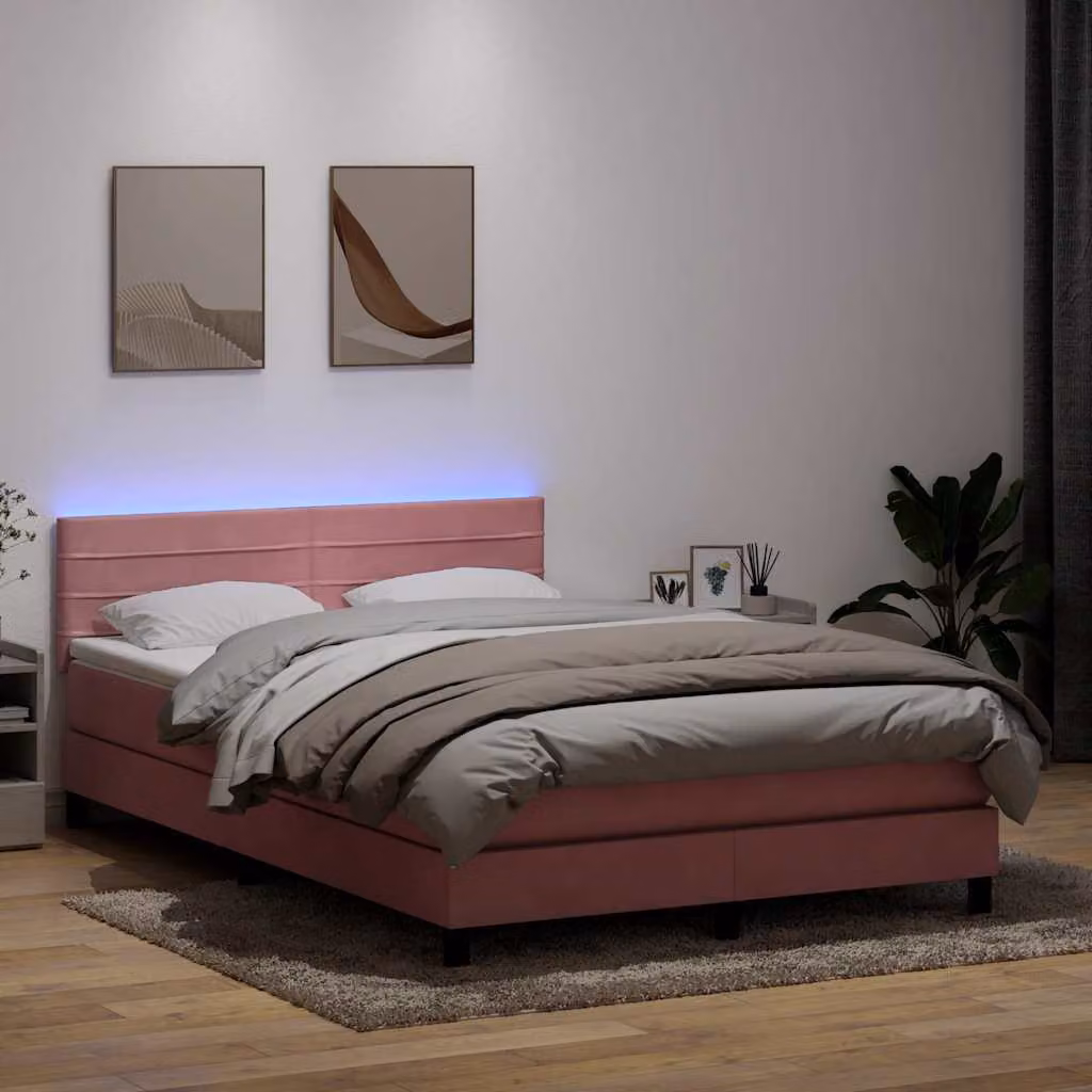 Maison Exclusive - Letto a Molle con Materasso e LED Rosa 140x220 cm in Velluto