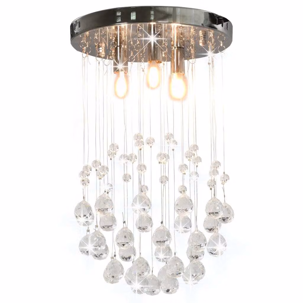 The Living Store Plafoniera con sfere di cristallo argento 3x lampadine G9