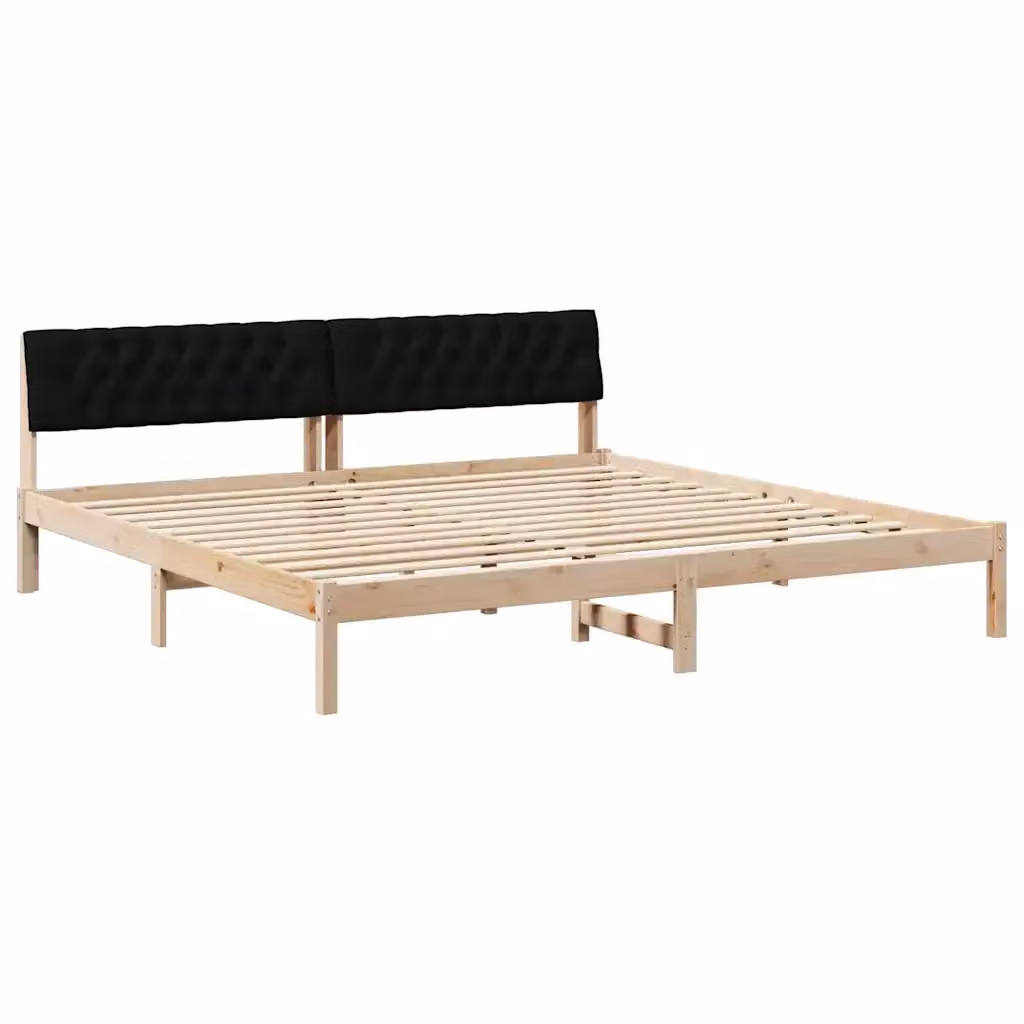 Struttura del letto con testiera vidaXL in legno di pino moderno, marrone e nero, 200 x 200 cm – 2