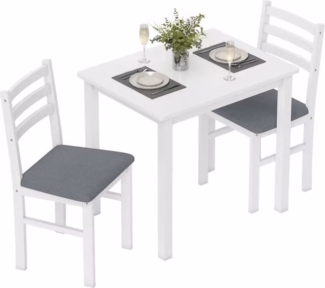 Set tavolo da pranzo con 2 sedie imbottite ¨C Xylo ¨C MDF bianco salvaspazio