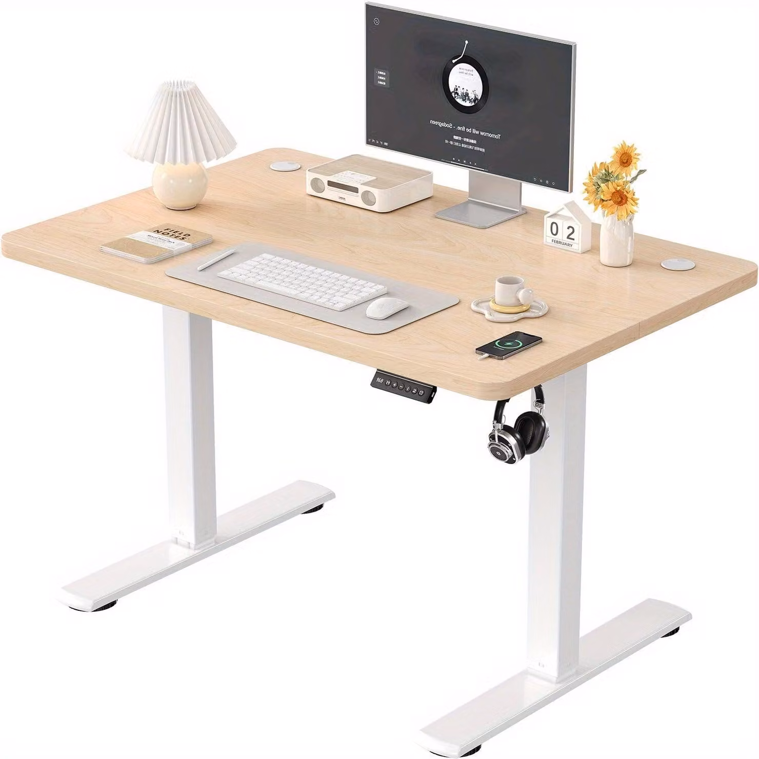 Scrivania regolabile in altezza, da seduto a in piedi - Scrivania da lavoro in piedi - Tavolo da lavoro - Scrivania ergonomica - Scrivania per ufficio - 60x100 cm