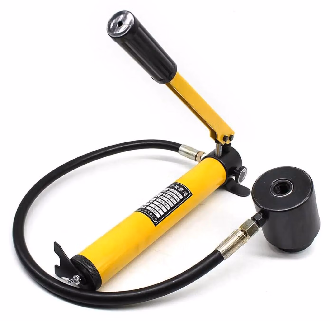 Punzonatrice idraulica per fori – Utensile per la creazione di fori – 15 tonnellate – 10 inserti di punzonatura – 16–101 mm – Per lamiere metalliche – Custodia in tessuto – Colore giallo