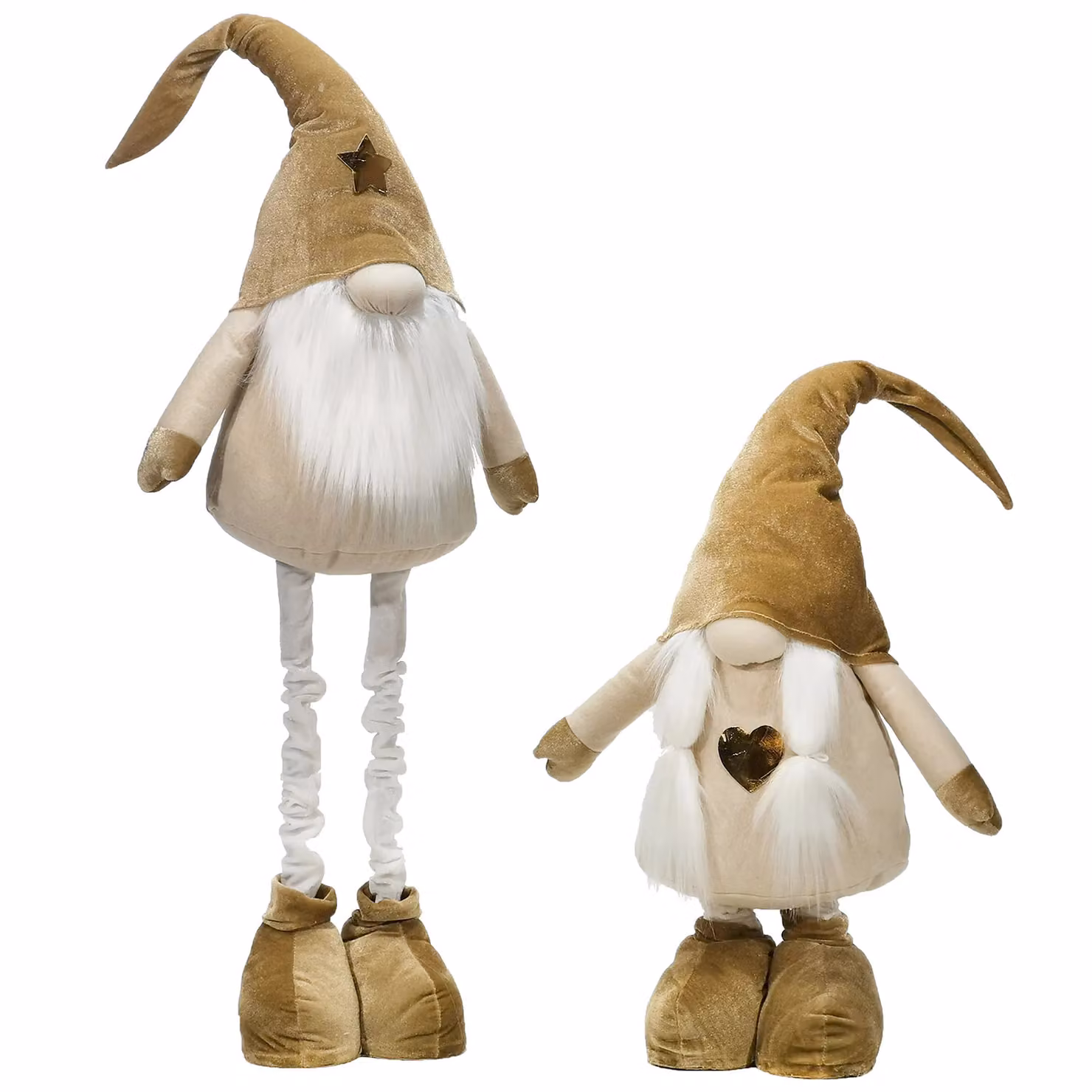 Vestiamo Casa Gran Natale Gnomo decorativo con gambe allungabili Oro Altezza max: 125 cm – 1
