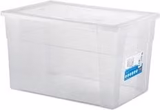 Contenitore Multiuso Stefanplast Visual Box Trasparente con Coperchio L/P/H: 59 x 39 x 35 cm, Capacità 62 Lt