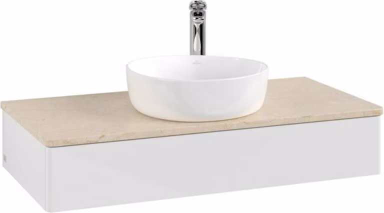 V&B Mobiletto senza struttura frontale Antao 100x19x50cm, HL, WBP botti., glo wh. Lac