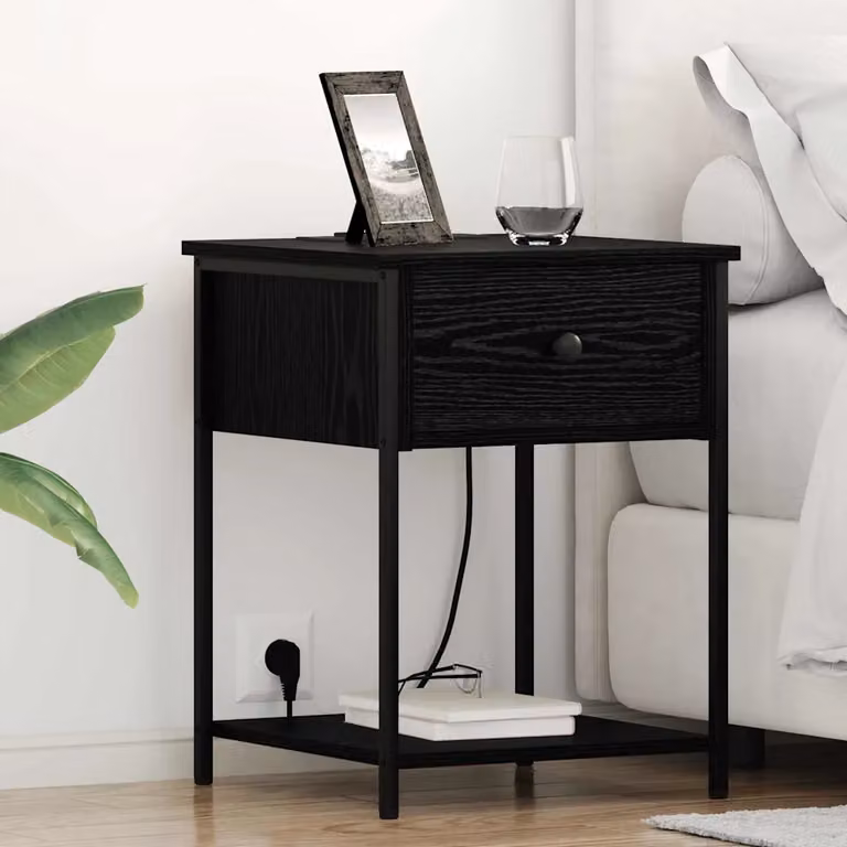 vidaXL Armadio da Notte in Stile Rustico Nero e Marrone L/P/H: 42 x 41 x 56 cm