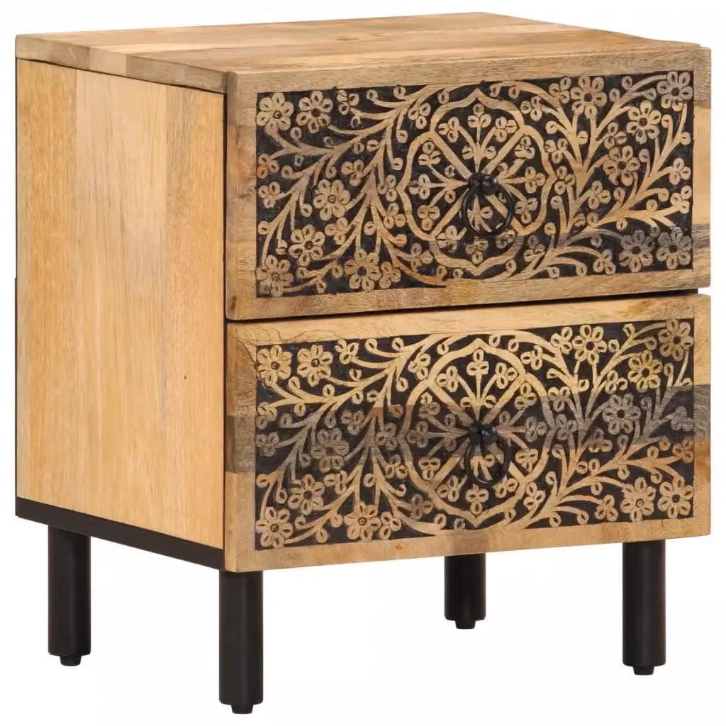 Comodino da notte Design Mania in legno di mango e metallo, stile retro, colore marrone, L 40 cm x P 33 cm x H 46 cm – 2