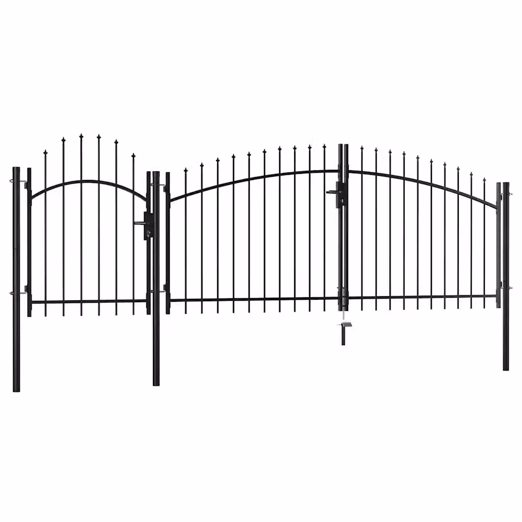 Cancello da giardino a doppia anta vidaXL in acciaio nero L: 400 cm, H: 200 cm