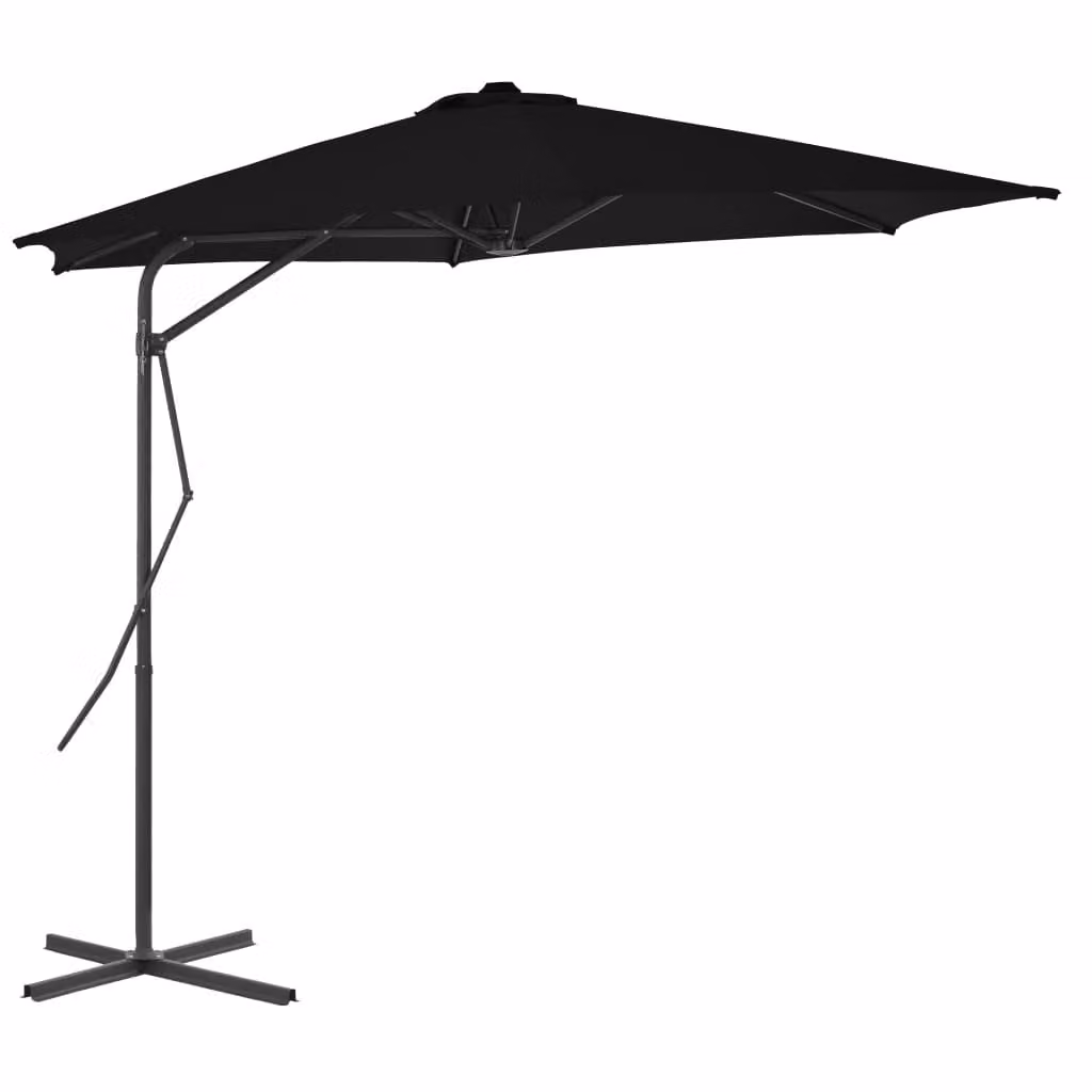 vidaXL Ombrellone con palo in acciaio 300x230 cm nero