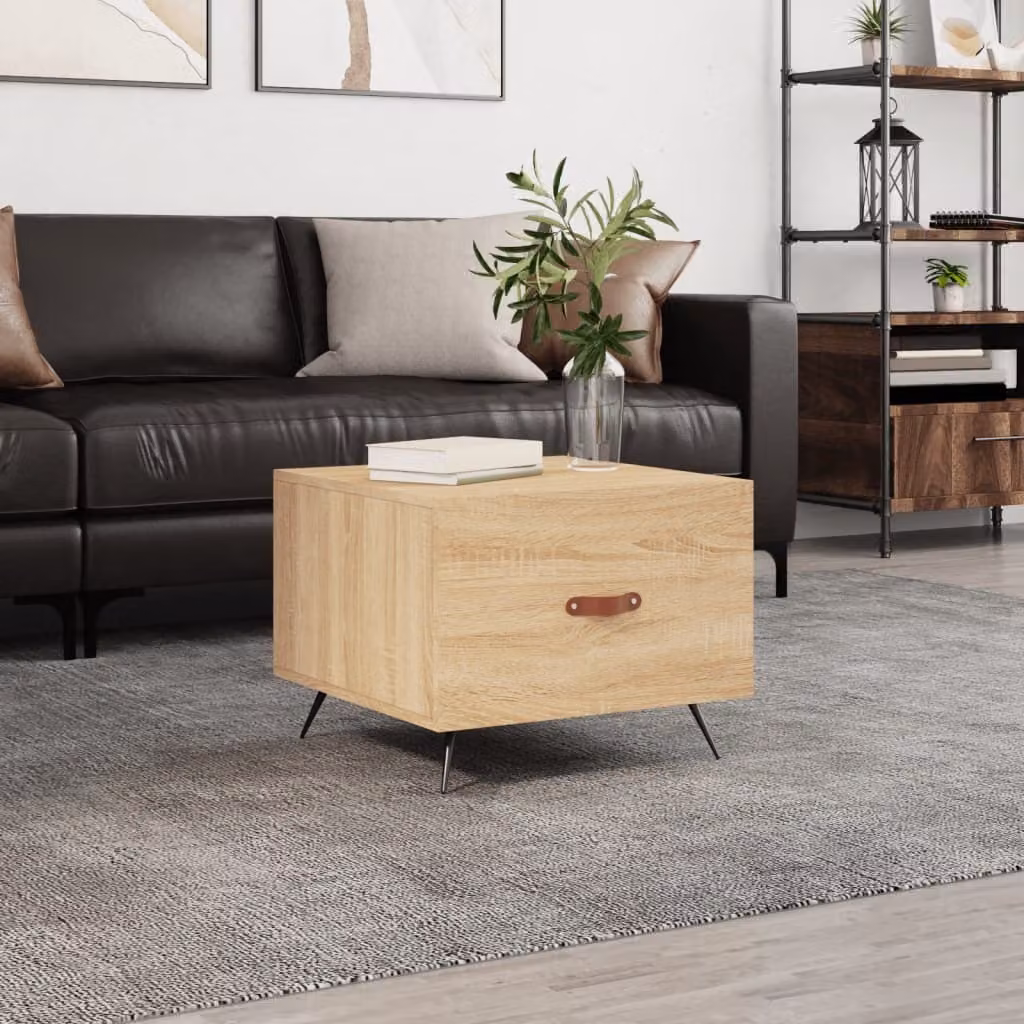 The Living Store tavolino in rovere Sonoma 50x50x40 cm materiale a base di legno