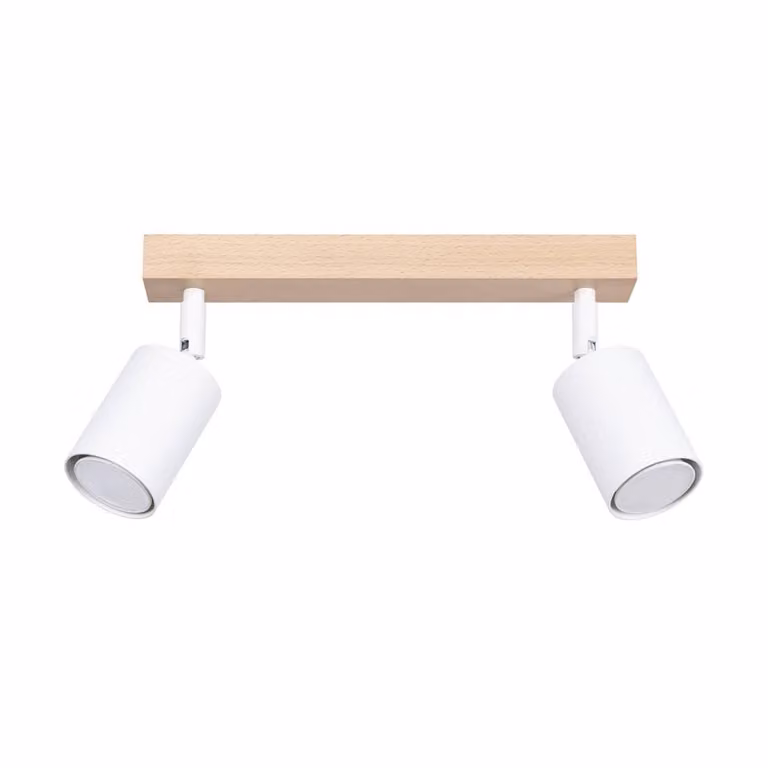 Lampada a soffitto VERDO 2 bianco 2xGU10 10W acciaio/legno 17.5x30x46cm Sollux Lighting
