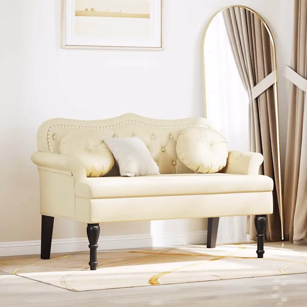 Panca Chesterfield vidaXL in pelle sintetica beige L: 120,5 cm, P: 65 cm, H: 75 cm