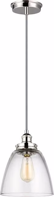 Lampada a sospensione Feiss Baskin in vetro trasparente e metallo argento con attacco E27, Diametro: 22,8 cm