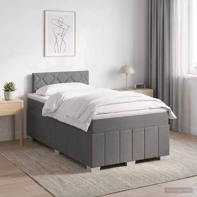 Letto box spring con materasso ibrido vidaXL Grigio e Bianco L/P: 120 x 200 cm