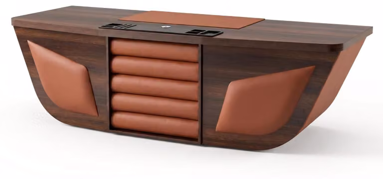 Scrivania da ufficio in legno scuro, design moderno,