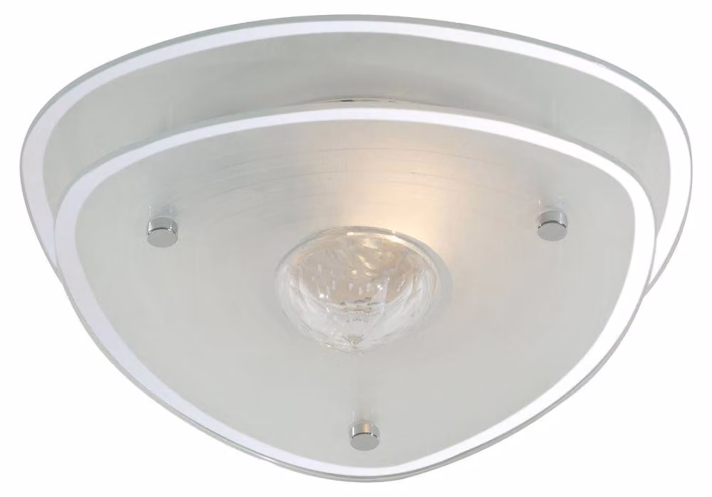 Lampada a soffitto, vetro satinato, vetro di cristallo trasparente, cromata, altezza 10 cm
