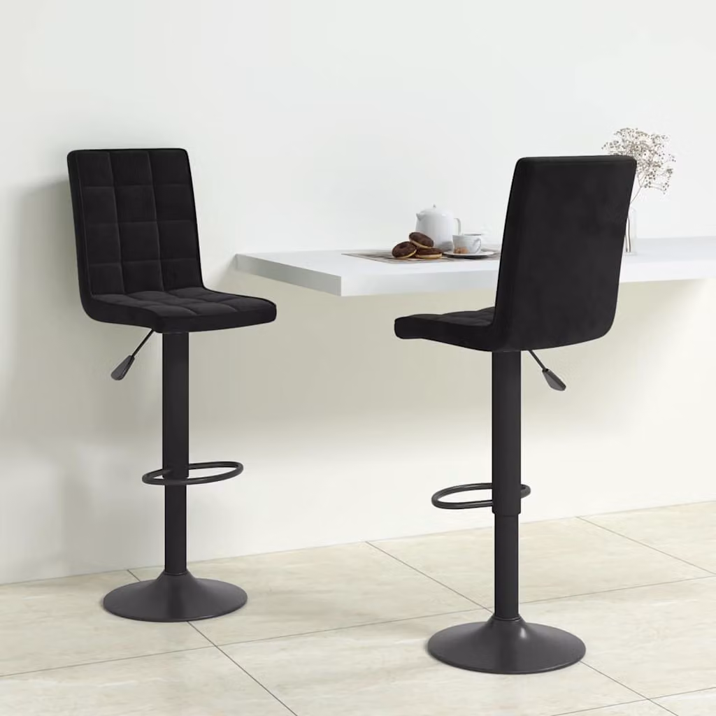 Set di 2 sgabelli da bar vidaXL in velluto nero con base girevole a 360 gradi