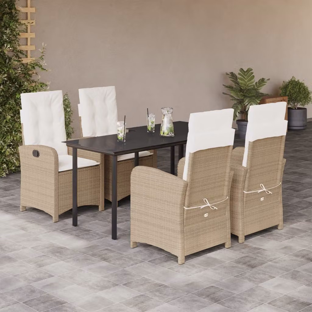 Maison Exclusive - Set da pranzo da giardino 5 pezzi con cuscini in polyrattan beige