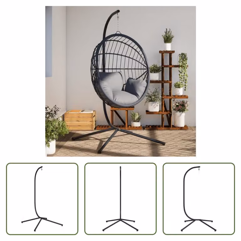 The Living Store Sedia sospesa con struttura in acciaio nero