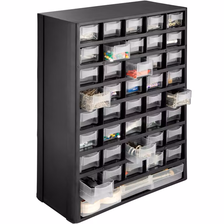 Set di 2 cassettiere portaminuteria tectake in plastica, nero/bianco/trasparente