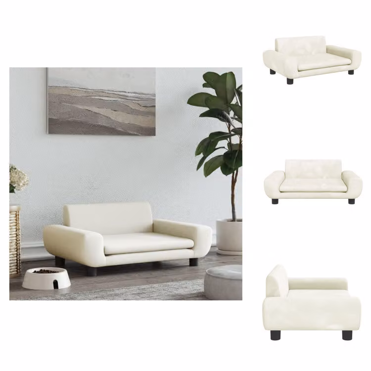 vidaXL Letto per cani Crema 70x45x33 cm in velluto - Letti per cani