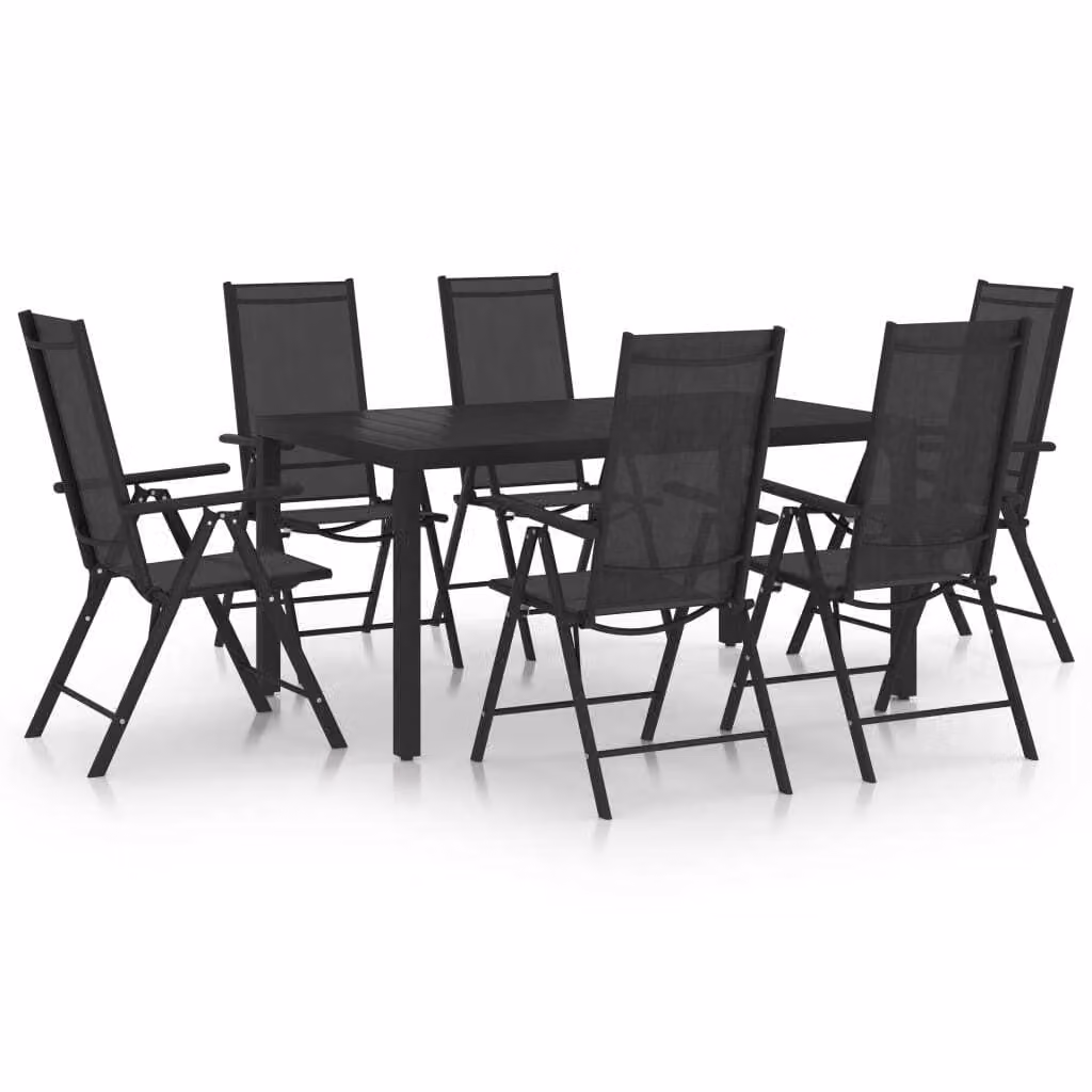 Maison Exclusive - Set da pranzo da giardino 7 pezzi in alluminio nero