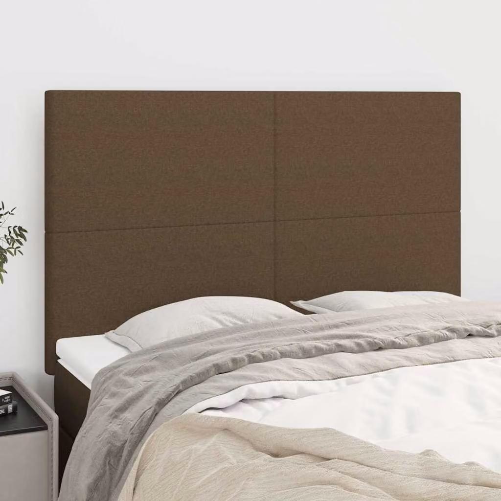 Testiera per letto imbottita vidaXL in tessuto marrone scuro L: 144 cm, P: 5 cm, H: 118/128 cm