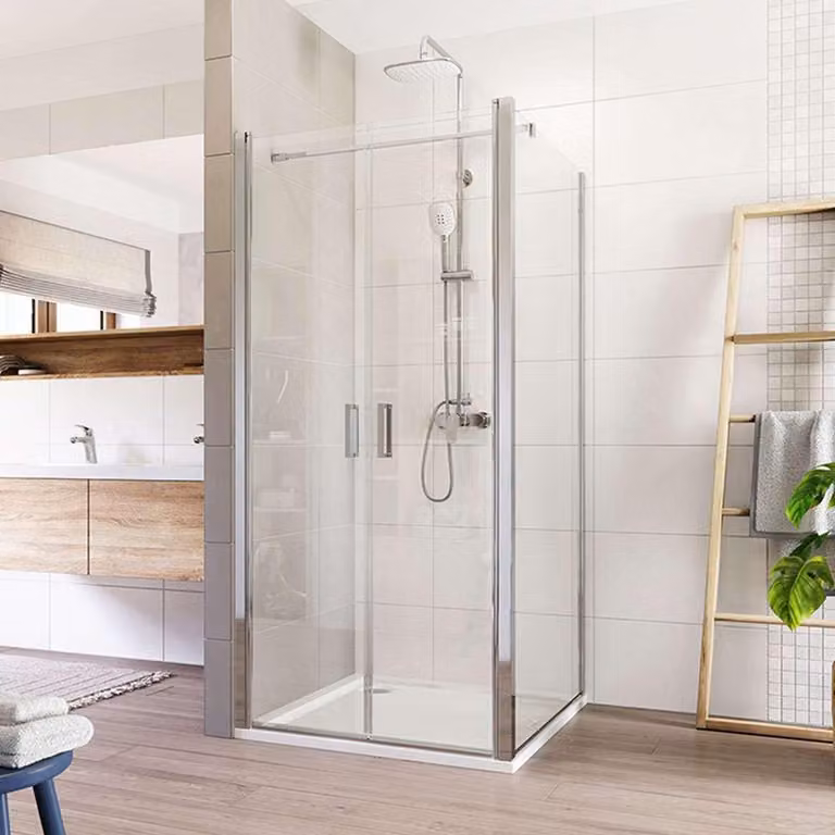 Cabina doccia Mereo, Lima, quadrata, doppia anta, volante, 80x80 cm, cromo ALU, vetro Clear - CK86513K