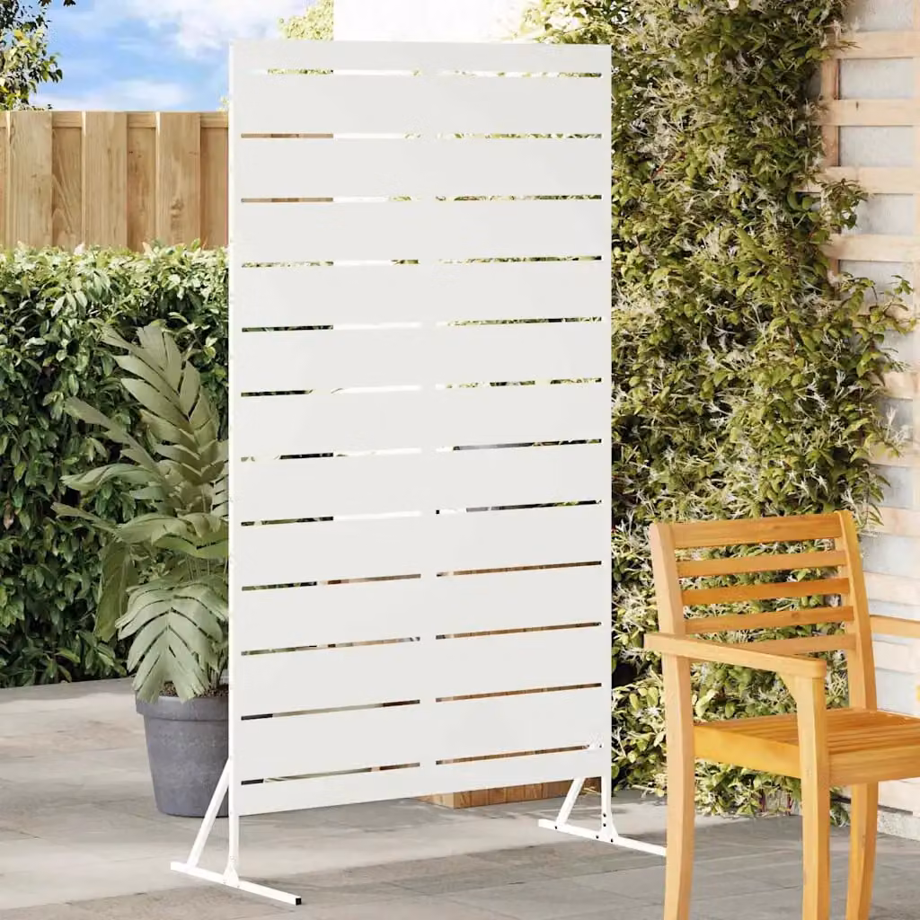 vidaXL Paravent per Privacy Semi-trasparente in Acciaio Bianco L 100 x P 50 x H 180 cm