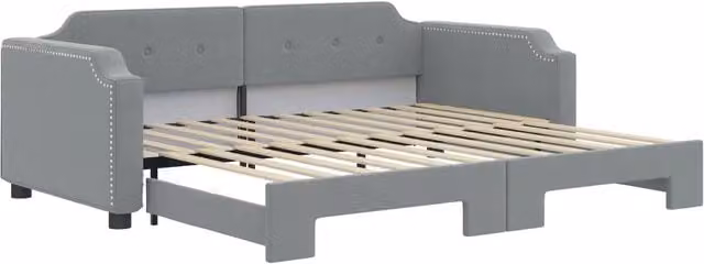 Divano letto | Sof¨¤ letto | Letto singolo Estraibile Grigio Chiaro 100x200 Tessuto