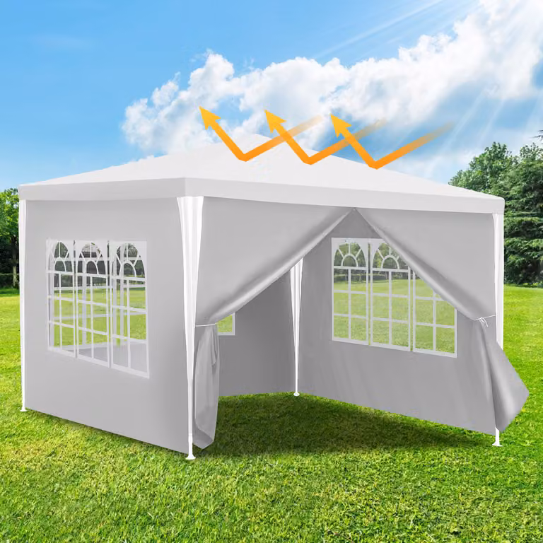 Tenda da festa bianca 3x3 metri, padiglione da giardino con pannelli laterali, ideale per giardino e campeggio