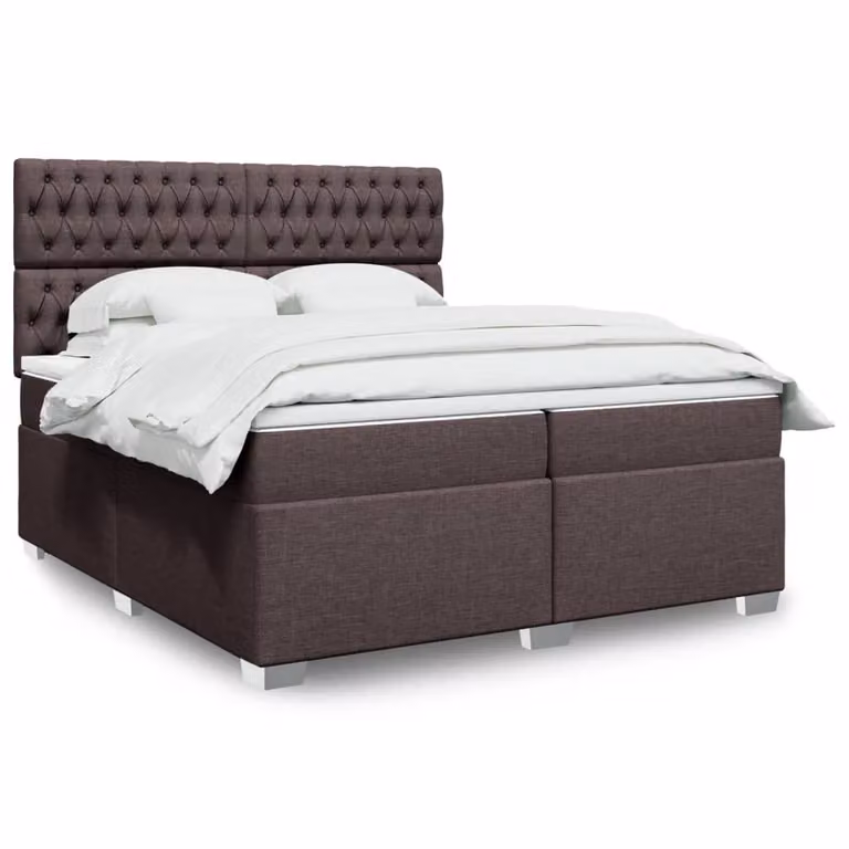 vidaXL Giroletto a Molle con Materasso Ibrido in Tessuto Marrone e Bianco, L/P: 200 x 200 cm