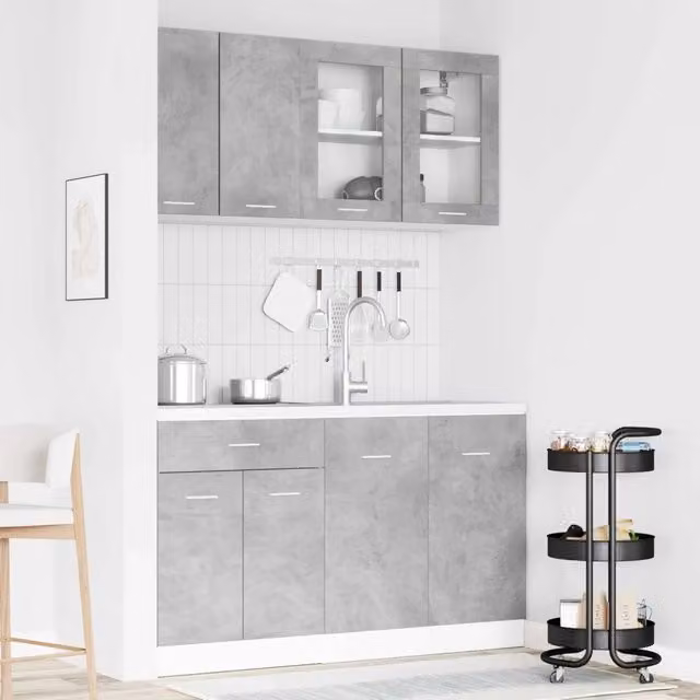 Unità Cucina LYON 4 pz Grigio Cemento Legno ingegnerizzato 3445847