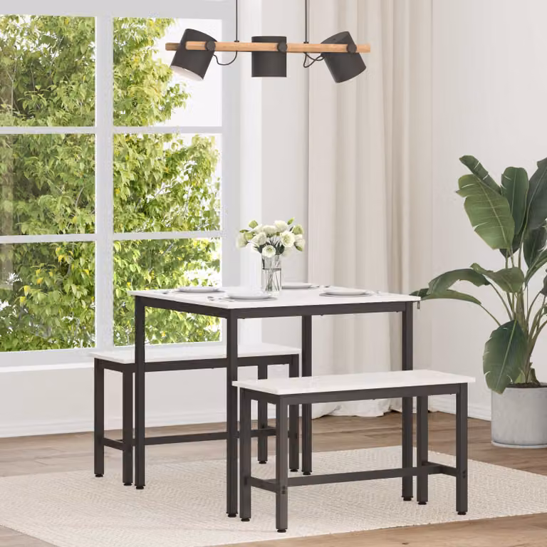 vidaXL Tavolo da pranzo moderno in pino massello bianco L 80 cm x P 80 cm x H 75 cm