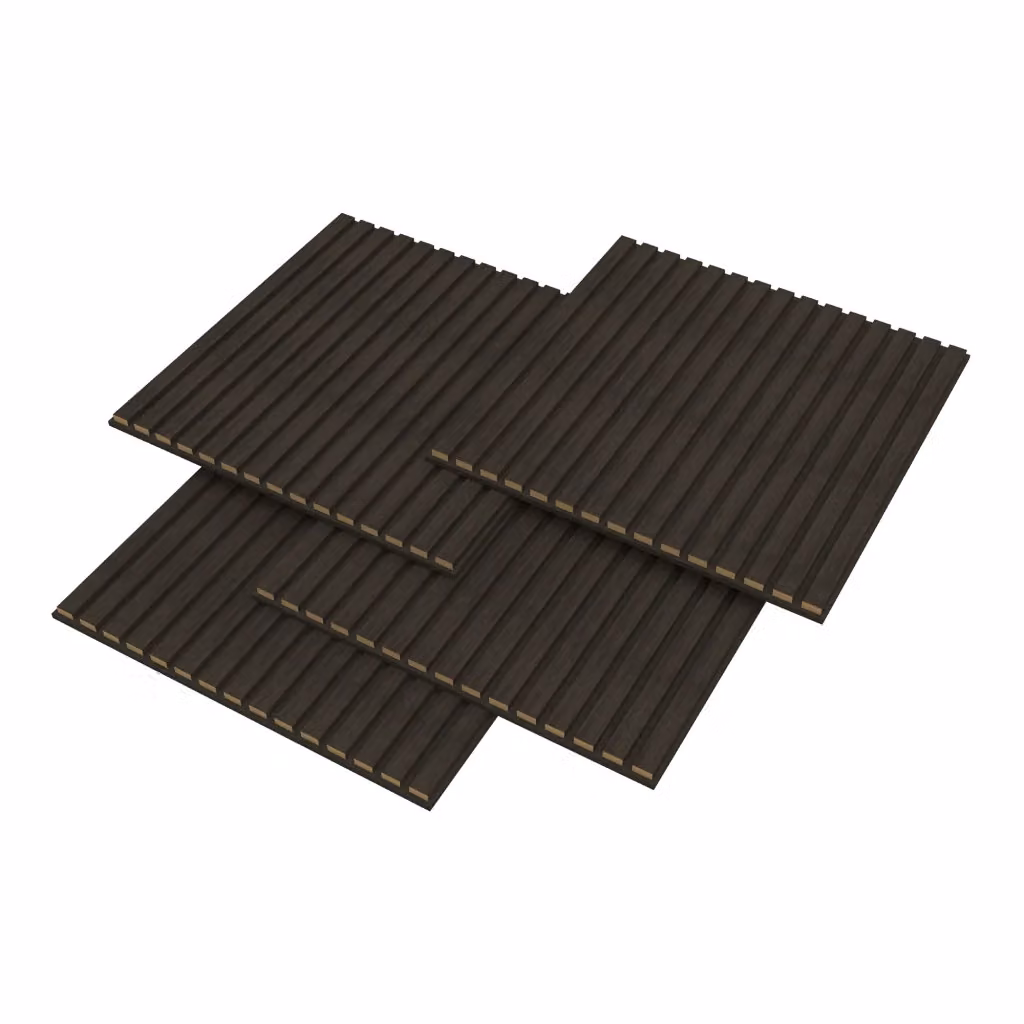 Set di 16 pannelli murali 3D fonoassorbenti NEU.HOLZ a listelli dritti con effetto legno, colore grigio scuro, copertura 5,76 m², dimensioni pannello: 60 x 60 cm – 2