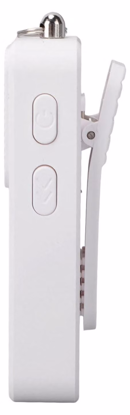 Lampada di sicurezza per donne, 4 modalità di illuminazione, ricaricabile tramite USB, portachiavi, sirena, sicurezza, LED, emergenza, bianco