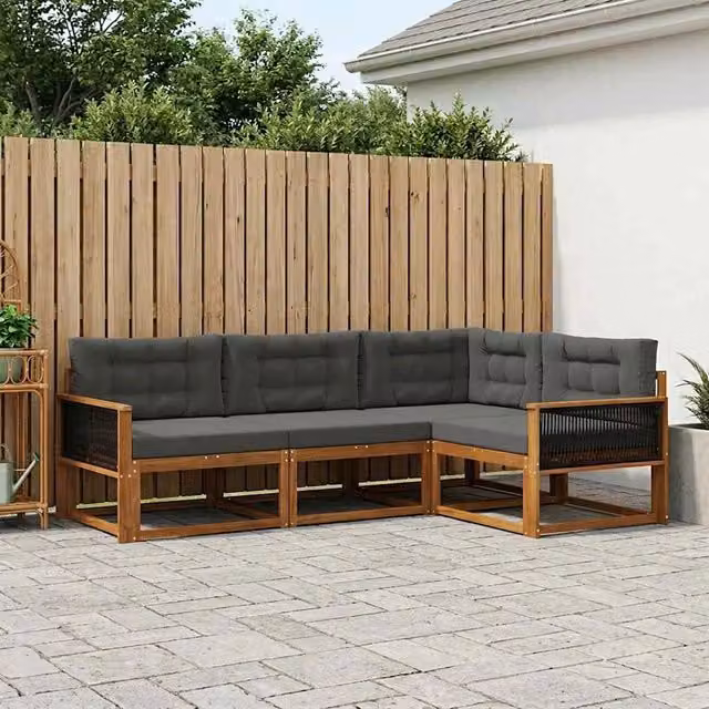Set di divani da esterno 4 pz Naturale e Antracite 3382525