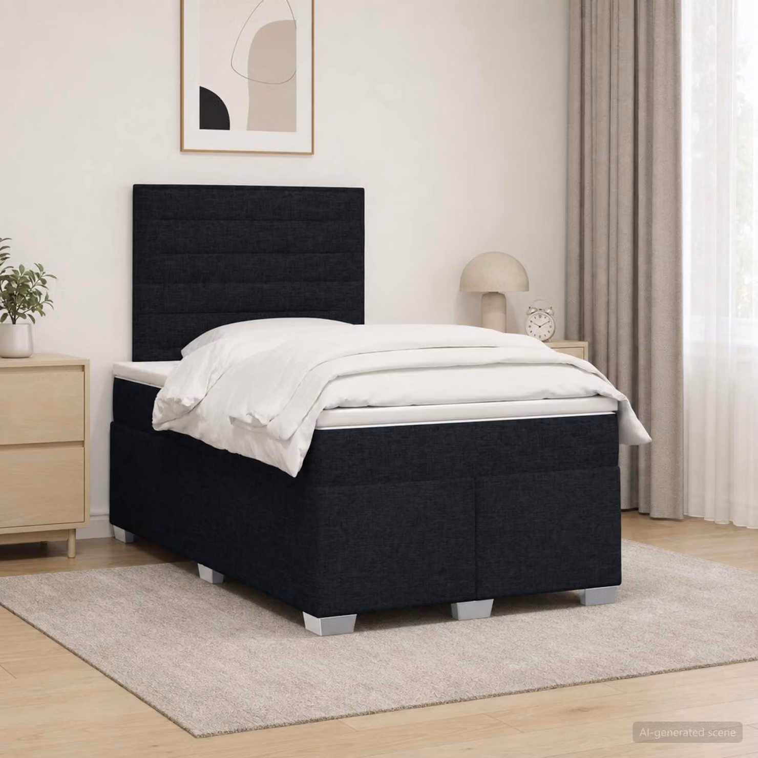 Maison Exclusive - Letto boxspring con materasso nero 120 x 200 cm Tessuto