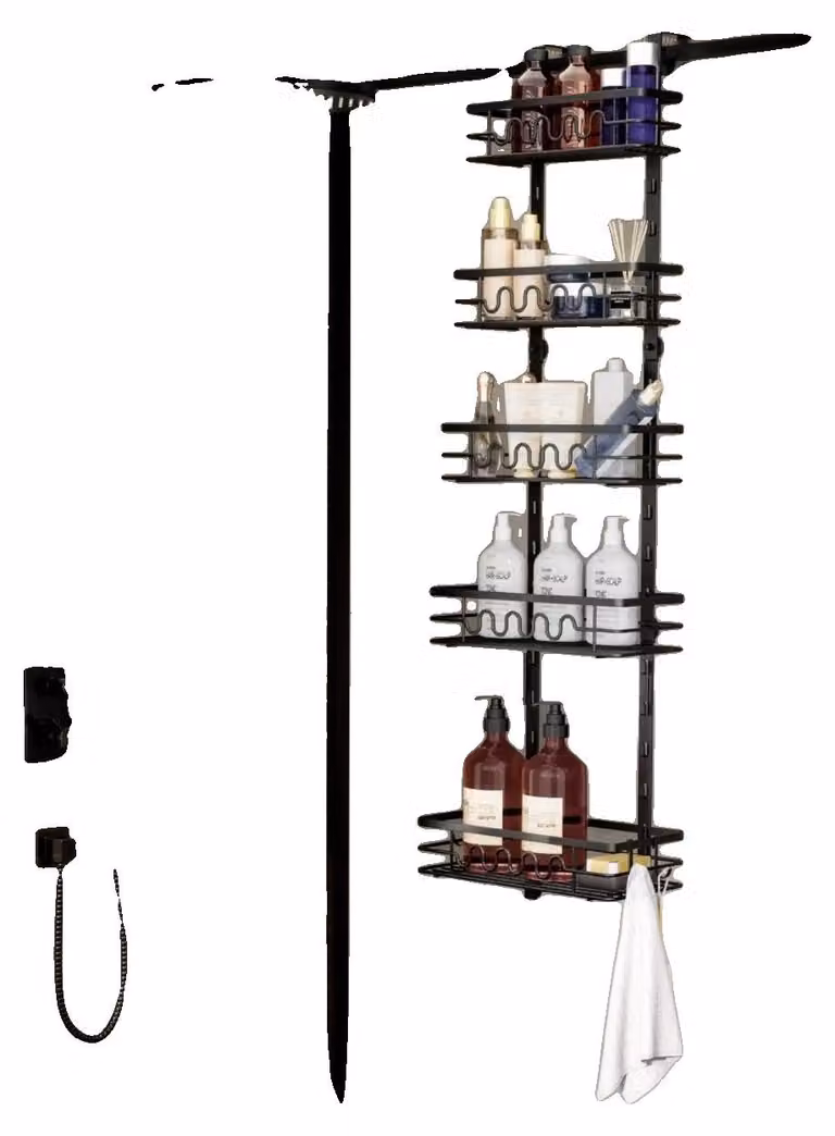 Scaffale appendiabiti, metallo, 5 ripiani, 39,4 x 14 x 68,6 cm, montaggio senza utensili, capacità massima di 9 kg per ripiano