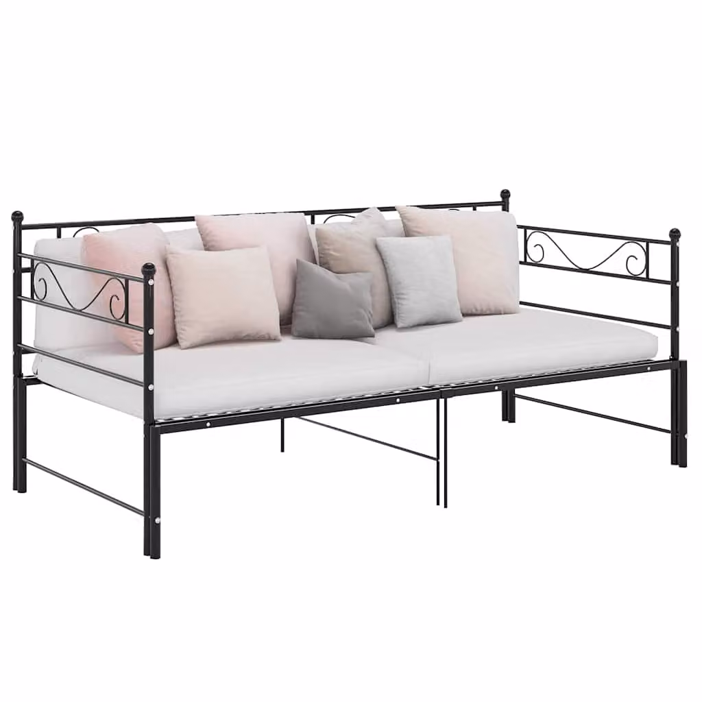 vidaXL Telaio Divano Letto Estraibile in Metallo Nero L: 200 cm, P: 90 cm, H: 89,5 cm