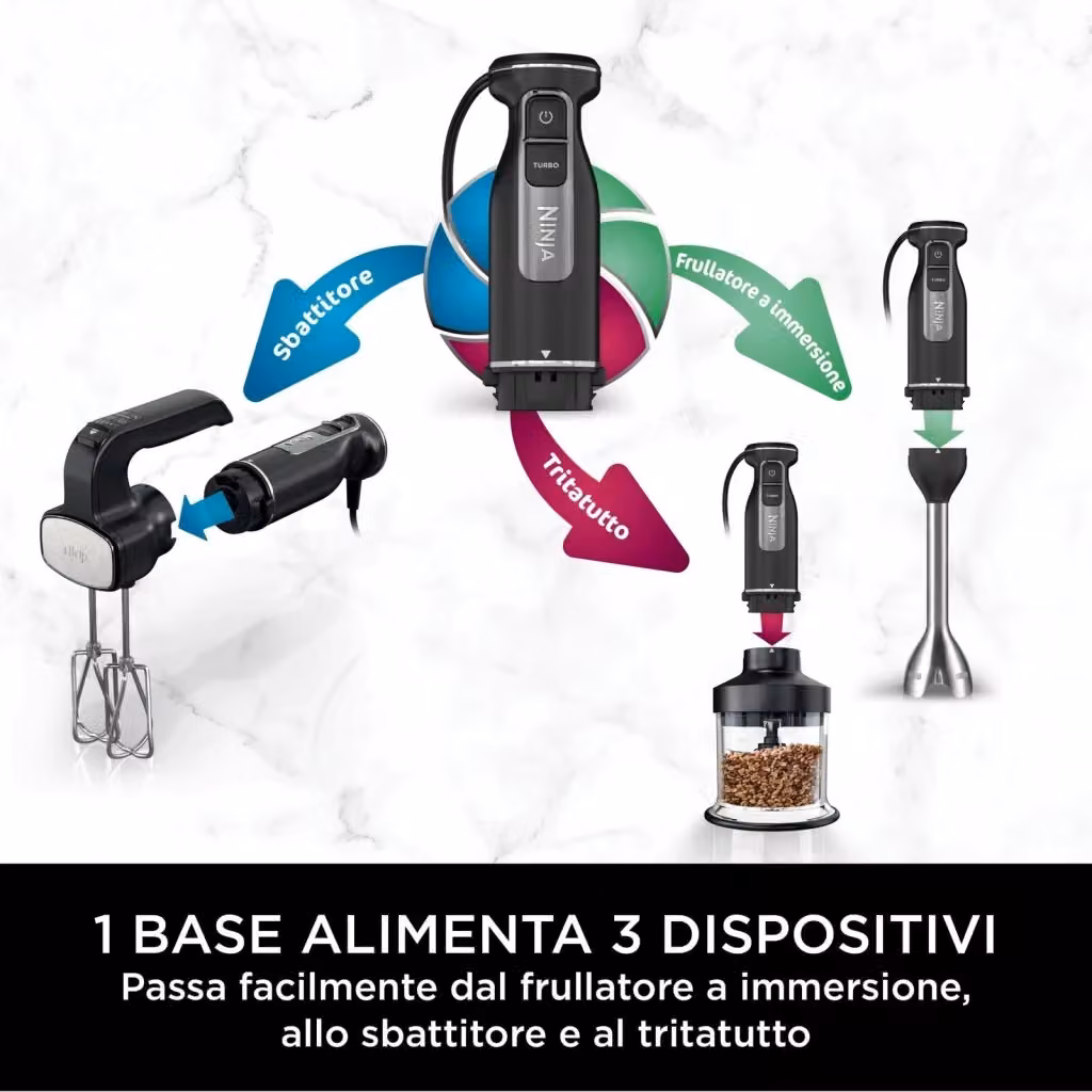Frullatore ad immersione Ninja Powerbase 3 in 1 850 W colore Nero – 3