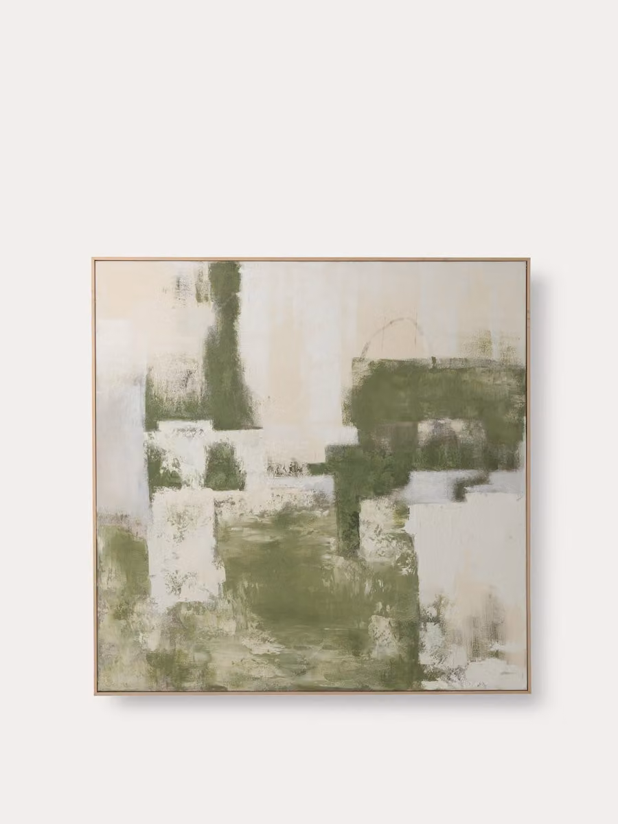 Quadro astratto moderno Suit Kenay Home, verde e bianco, L: 120 cm, H: 120 cm – 2