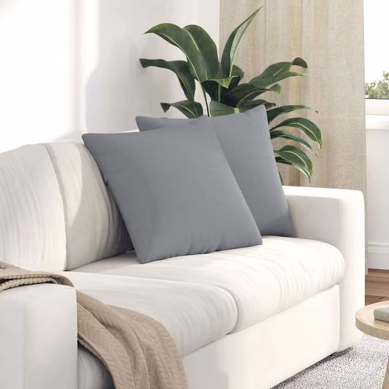 Set di 2 cuscini da divano vidaXL in tessuto grigio con fodera rimovibile, L 50 cm x P 50 cm x H 50 cm