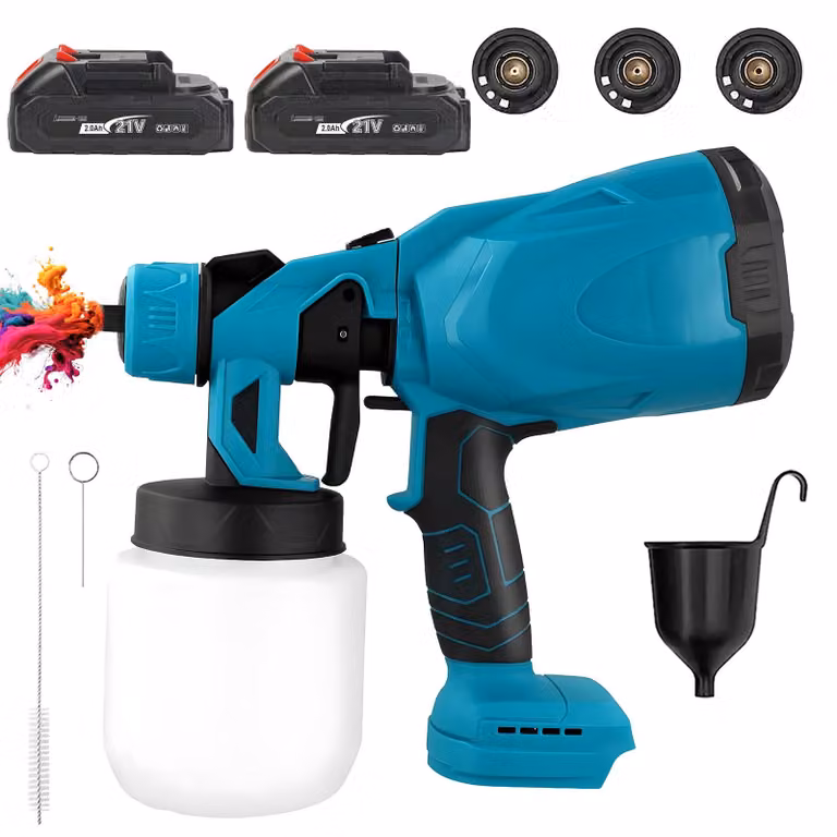 Spruzzatore a batteria HDeye 21V 800W 3 ugelli 800ml 2 batterie, blu