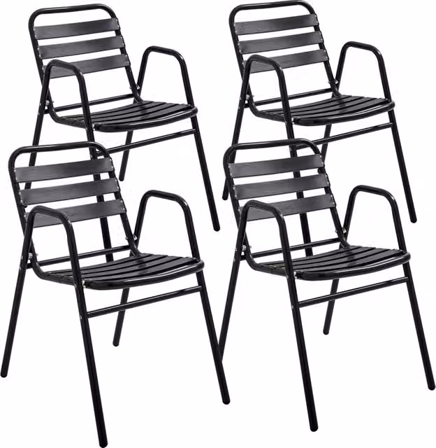 Oviala - Set di 4 poltrone da giardino in alluminio nero