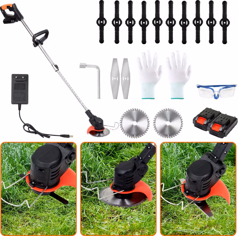 Clanmacy tagliaerba elettrico decespugliatore 18 krpm con 2 pezzi 21V 1500ma batteria caricabatterie