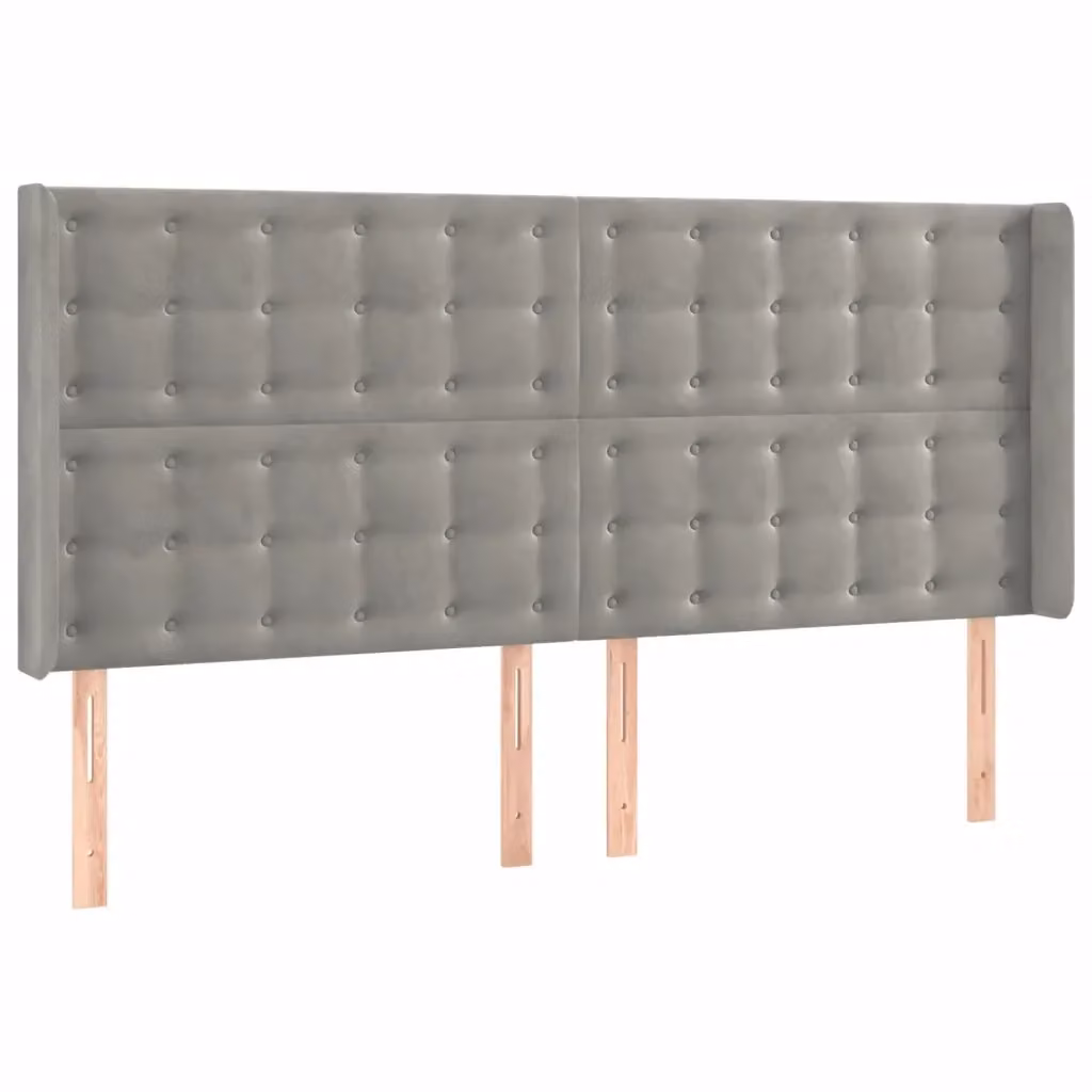 Testiera con Orecchie Design Mania in Velluto Grigio Chiaro L: 183 cm, P: 16 cm, H: 118/128 cm – 2