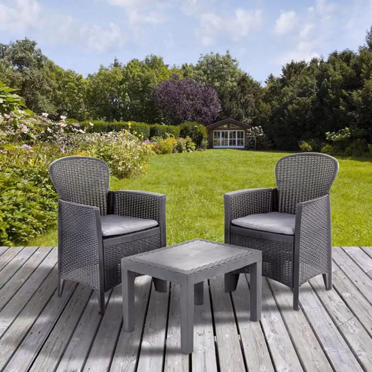 Dmora set Salotto da Esterno Aneta Nero Antracite, 2 Posti Impermeabile, Idrorepellente, Lavabile  Italy