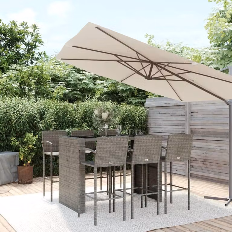 Maison Exclusive - Set da giardino completo, 7 pezzi, colore grigio, realizzato in rattan sintetico